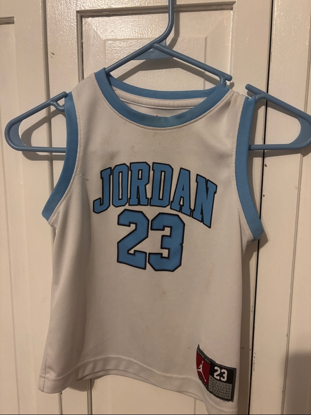 NBA Jordan 23 White & Light Blue Kids Basketball Jersey
